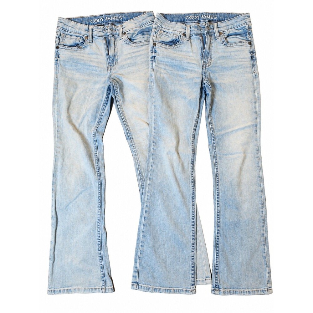 Cody James Boys Size 12 Bootcut Jeans Lot of 2 Light Wash Western Cowboy Denim